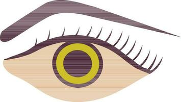 Eye icon with eyebrow in color for human body. vector