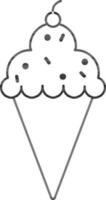 Ice Cream Cone Icon In Black Outline. vector