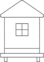 Illustration of Hut Icon In Thin Line Art. vector