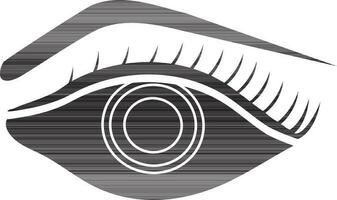 Eye icon with eyebrow in glyph style for human body. vector