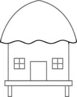 Flat Style Hut Icon In Black Outline. vector