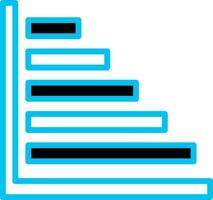 Blue Line Art Bar Chart Icon In Black And White Color. vector