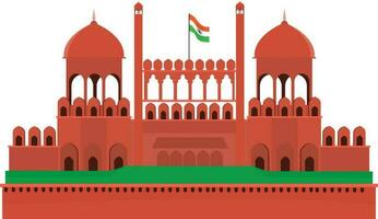 Indian flag flying in Red fort. vector