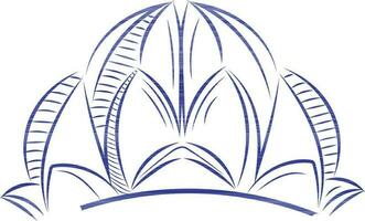 Lotus temple icon in blue color. vector