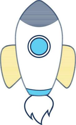 Flat illustration of flying rocket, Start up sign or symbol.
