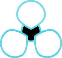 Three Step Pie Chart Icon In Blue Line Art. vector