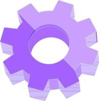 3d púrpura rueda dentada, ajuste firmar o símbolo. vector