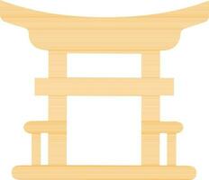 Flat yellow illustration of Floating Torii gate. vector