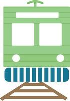 Flat illustration of green train. vector