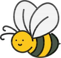 Flat Style Bee icon in yellow and grey color. vector