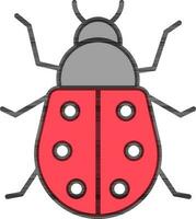Ladybug icon or symbol in grey and red color. vector