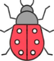 Ladybug icon or symbol in grey and red color. vector