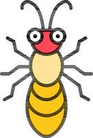 Cartoon Bee icon in yellow and red color. vector