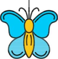 Flat Style Butterfly icon in blue and yellow color. vector