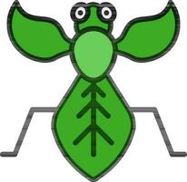 Cartoon Mantis icon in green color. vector