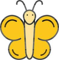 Yellow Butterfly icon in flat style. vector