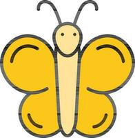 Yellow Butterfly icon in flat style. vector