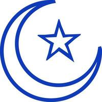Blue Crescent Moon and Star, Symbol of Islam. vector