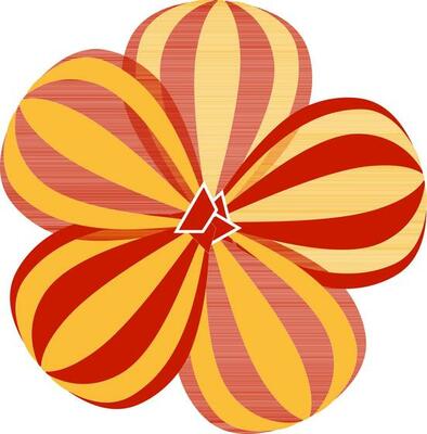 Illustration of red and yellow flower design.