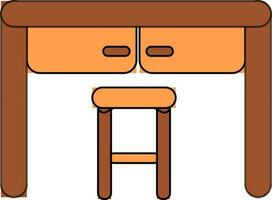 Table icon with stool for furniture concept. vector