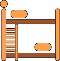 Color style of bunk bed icon for saving space. vector