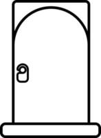 Hang tag on door knob icon in black line art. vector