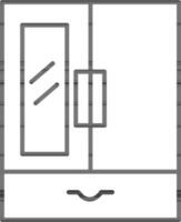 Line illustration of almirah or cupboard icon. vector