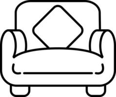 Black line art illustration of sofa icon. vector