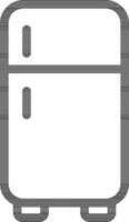 Double Door Refrigerator Icon in Thin Line Art. vector
