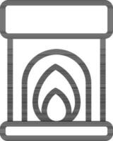 Flat Style Fireplace Icon in Line Art. vector