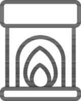 Flat Style Fireplace Icon in Line Art. vector