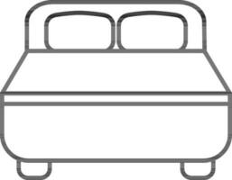 Two pillows on bed icon in black line art. vector