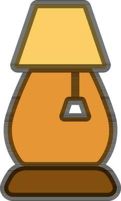Isolated Table Lamp Icon in Yellow and Brown Color.