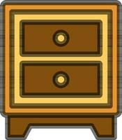 Isolated Drawer Icon in Yellow and Brown Color. vector