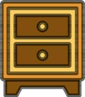 Isolated Drawer Icon in Yellow and Brown Color. vector