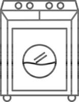 Flat style washing machine icon in line art. vector