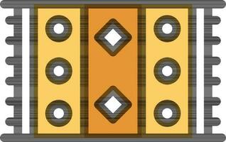 Mat or Carpet Icon in Yellow and Light Brown Color. vector
