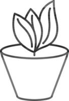 Leaf plant icon in thin line art. vector