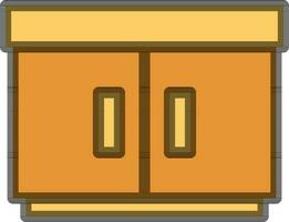 Flat Style Drawer Icon in Yellow and Brown Color. vector