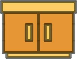 Flat Style Drawer Icon in Yellow and Brown Color. vector