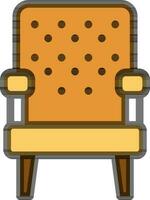 Isolated Sofa Chair Icon in Brown and Yellow Color. vector