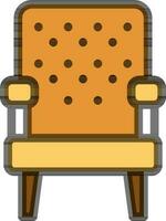 Isolated Sofa Chair Icon in Brown and Yellow Color. vector