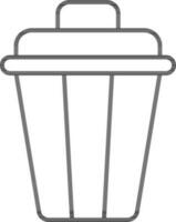 Flat style dustbin icon in thin line art. vector