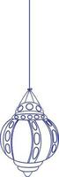 Blue line art hanging lantern. vector