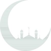 Gray mosque and minaret on moon. vector