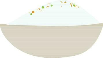 Flat illustration of fried rice in bowl. vector