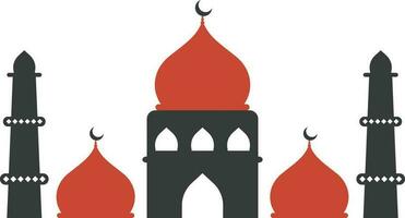 Beautiful mosque with minaret. vector