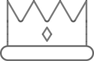 Flat Style of Crown Icon in Black Outline. vector