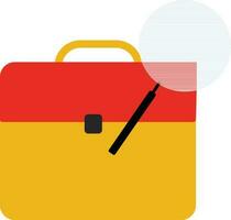 Briefcase with magnifying in flat style. vector