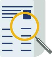 Blue document with magnifying glass. vector